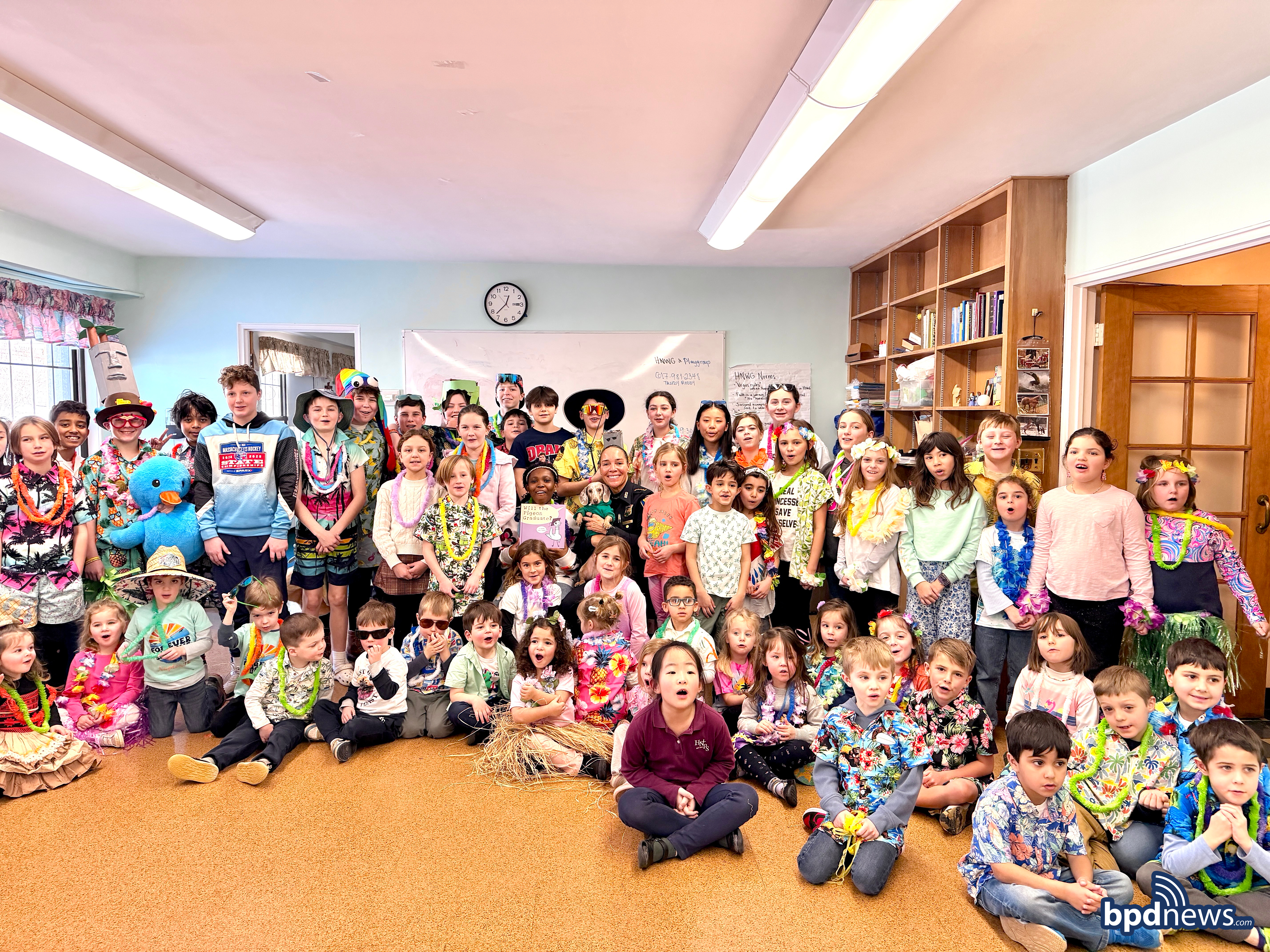 Group picture of class that the police officers read to at Holy Name Parish School