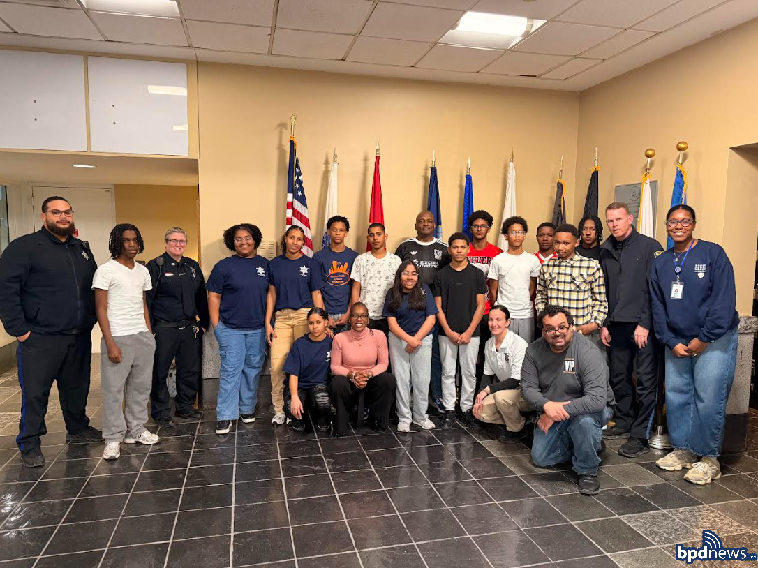 A group picture featuring BPD Officers, Community Partners, and Youth at the House of Correction at South Bay